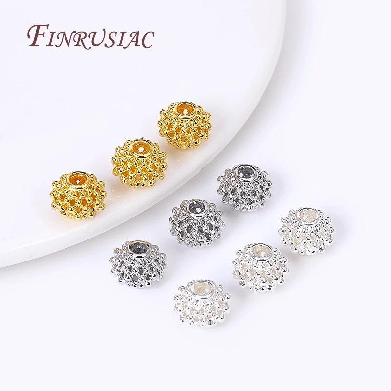 10X8MM Round Spacer Beads Wholesale 18K Gold Plated Design Lantern Coral Spacer Beads Components For DIY Jewelry Making Supplies