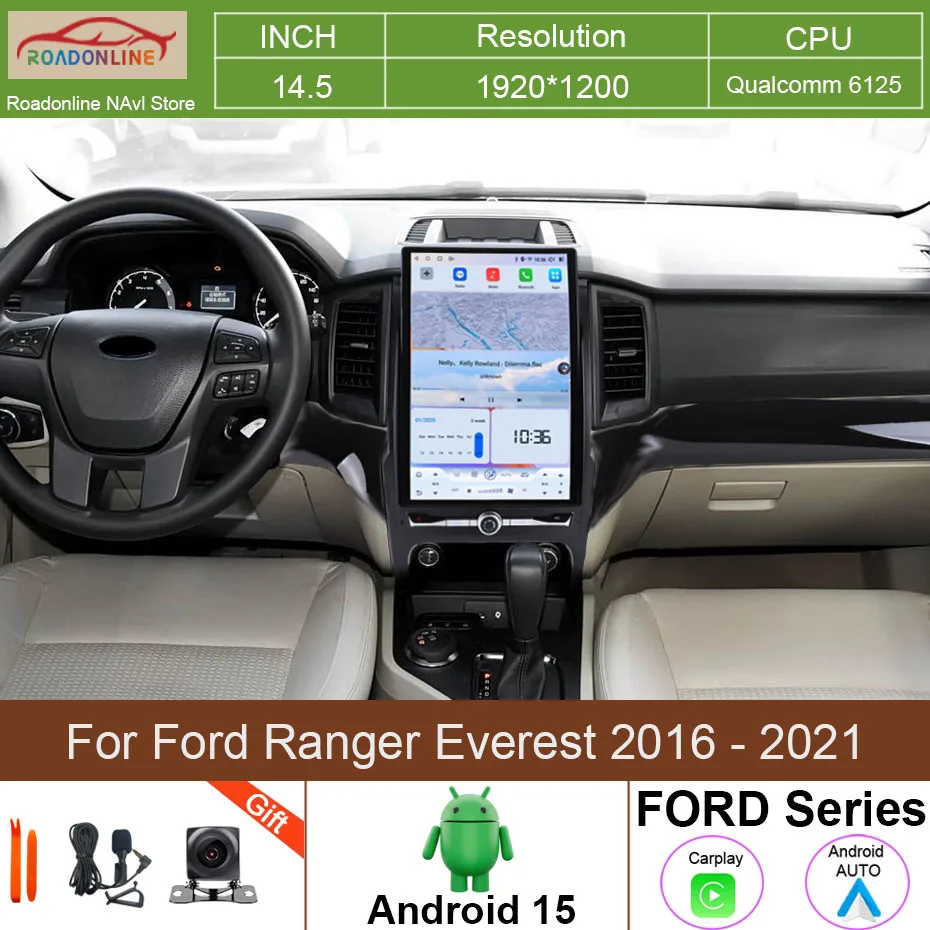 14,5 Zoll Android 15 Autoradio für Ford Ranger Everest 2016 - 2021 Multimedia-Videoplayer CarPlay GPS WIFI 4G DSP Stereo