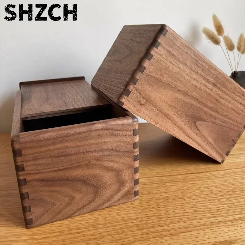 Pull-Out Storage Box North American Walnut Desktop Organizer Precision Crafted Wooden Drawer with Lid Elegant Sundry Organizer