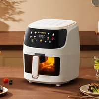 220V 6L Visual Smart Electric Air Fryer Multifunctional Large Capacity,1350W High-temperature Hot Air Circulation Baking