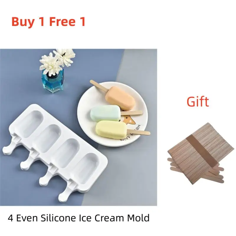 4 Hole Silicone Ice Cream Mold Magnum Silicone Mold DIY Fruit Juice Ice Pop Cube Maker Ice Tray Popsicle Mould Baking Accessorie