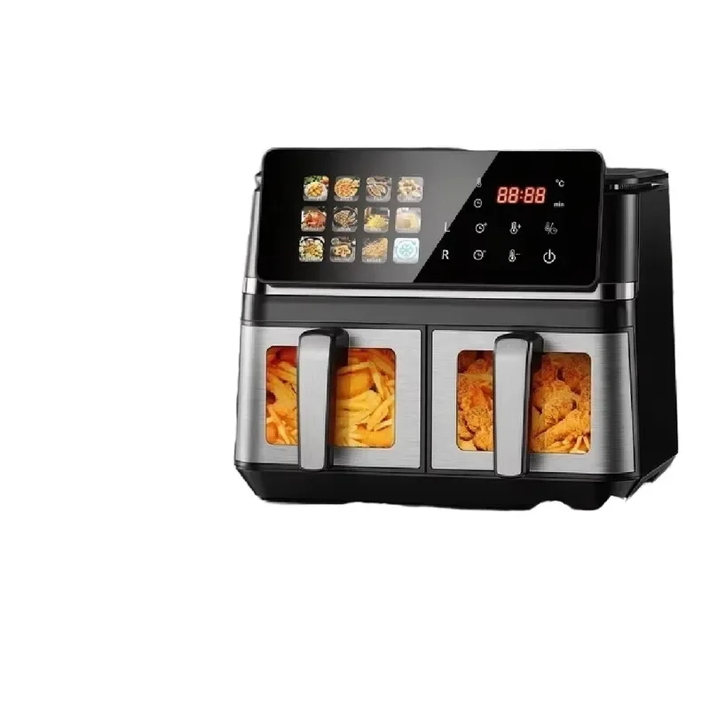 12L Electric Air Fryer Double Basket Stainless Steel Touch Screen Household Kitchen Appliance High Quality