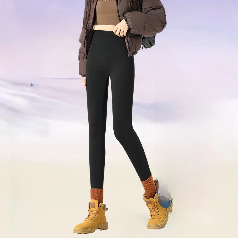 Wysokie w pasie spodnie do jogi z podszewką z polaru, modelujące sylwetkę, zimowe spodnie modelujące pośladki, warstwa bazowa damska...