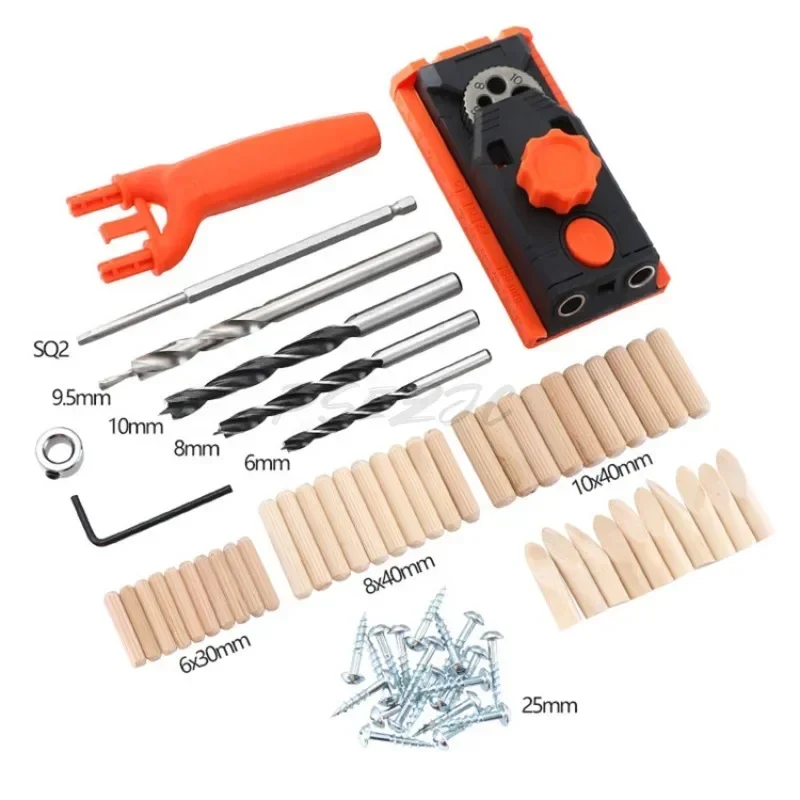 Two in One Woodworking Hole Locator Log Tenon Locator Oblique Hole Tapper Fried Dough Twists Drill Step Drill Set