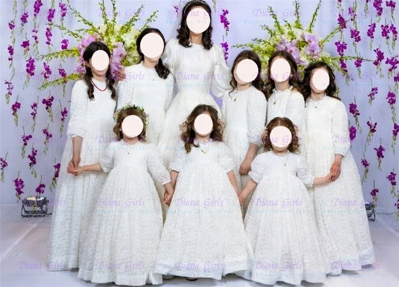 Quality Lovely Little Girls White Milk Lace Flower Girl Dress for Wedding Birthday Party Evening Ball Dresses Communion Gowns