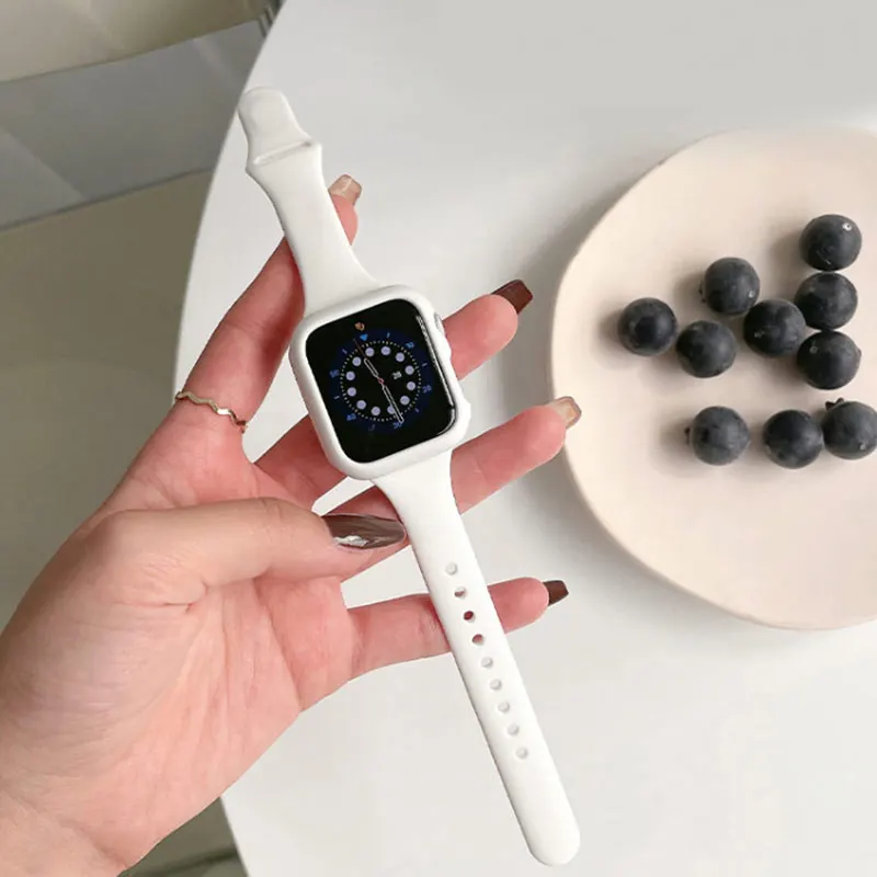 Slim Silicone strap for Apple watch ultra 44mm band 41mm 45mm correa 38mm 40mm 49mm Sports bracelet iWatch serie 8 7 6 5 se 4 3