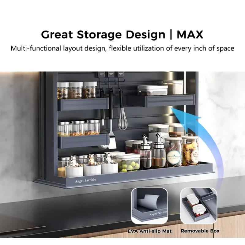 Aluminum Alloy Electric Storage Basket Elevating Basket Pull-down Hanging Storage Basket Kitchen Cabinet
