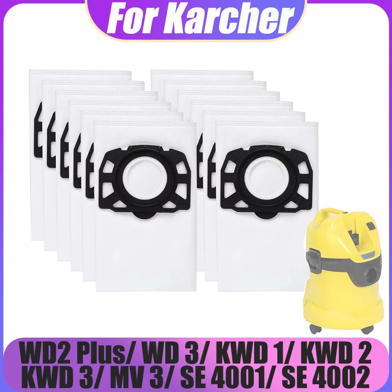 

Dust Bags Kit Compatible with Karcher WD2 Plus, WD 3, KWD 1, KWD 2, KWD 3, MV 3, SE 4001, SE 4002 Robot Wet & Dry Vacuum Cleaner