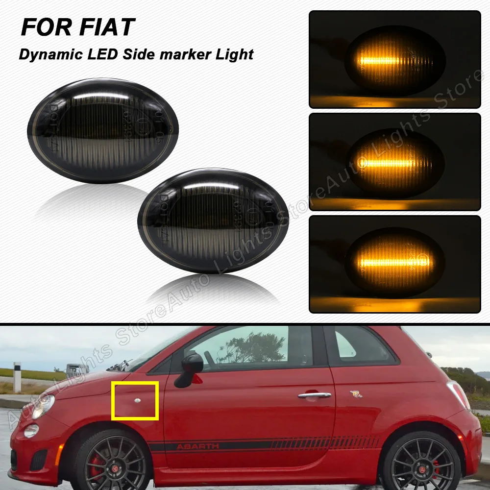 

2PCS LED Turn Signal Light Side Marker Blinker Lights For Fiat Abarth 500 595 695 For Fiat 500 500C 500L Alfa Romeo Ford KA II