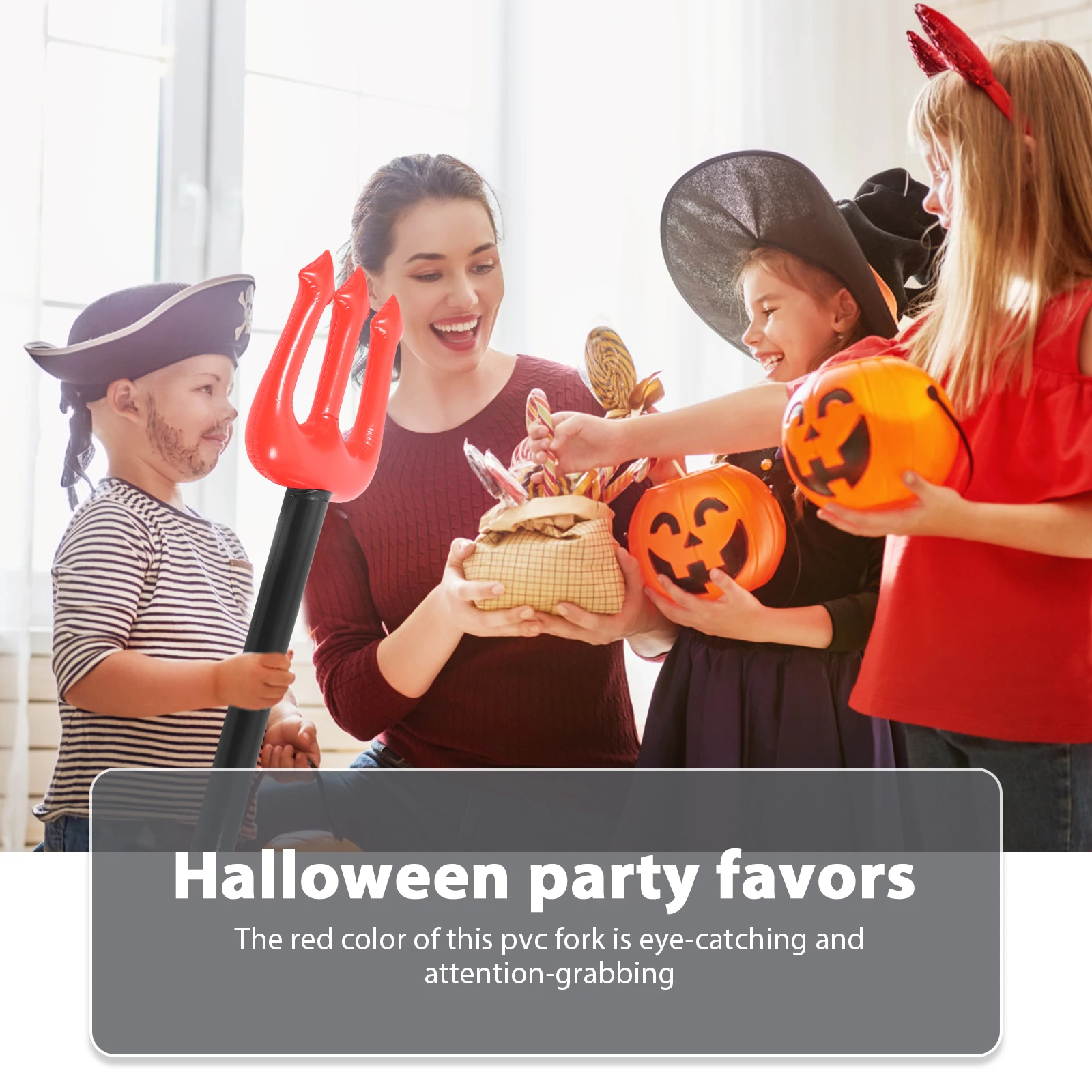 

1 Red Inflatable Fork PVC Fun Toys Creative Trident Halloween Party Favors Plastic Balloon Toy Cosplay Accessory
