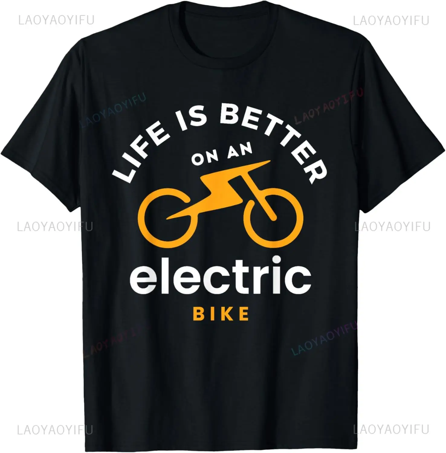 Funny Life Is Better with An E-bike Electric Bike Battery T-Shirt Vintage T Shirt Casual Custom T-Shirt Ropa Hombre
