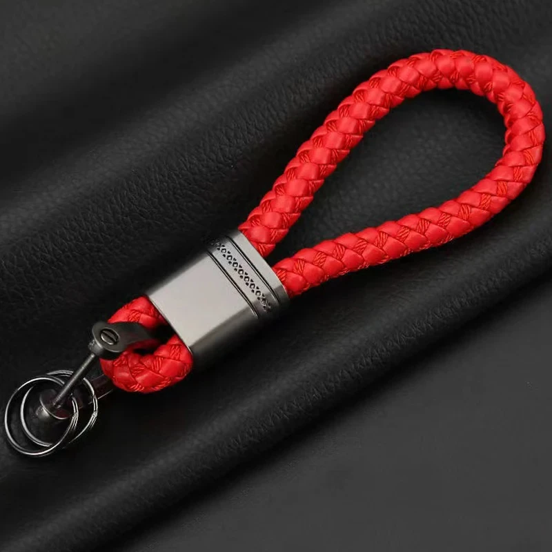 Leather Rope KeyChain Car Hand Woven Horseshoe Buckle Key Rings For Mercedes Benz W210 W211 W124 W168 W176 W203 GLA GLC GLE GLK