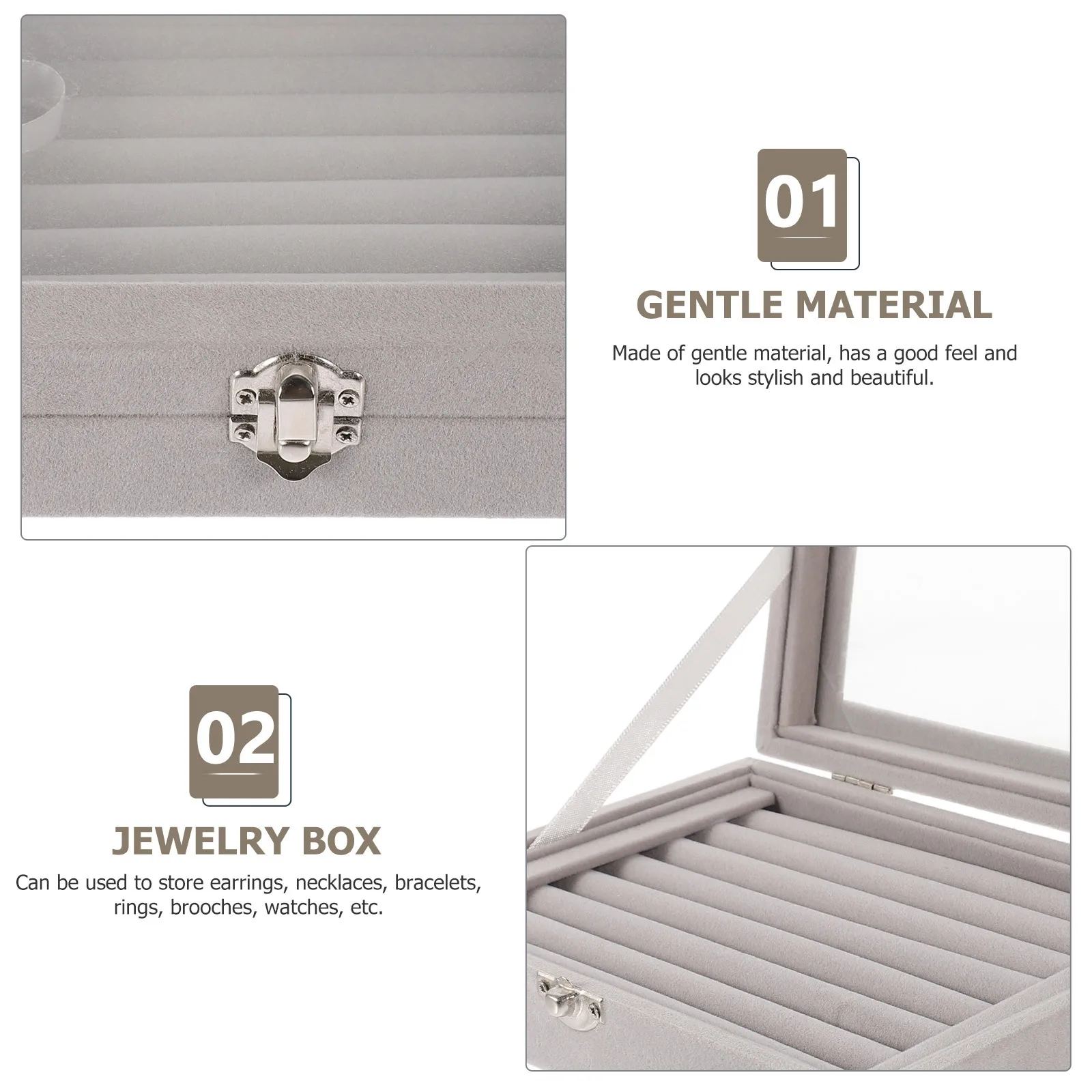 

Jewelry Display Box With Clear Lid For Ring Earring Necklace Bracelet Storage Organizer Case Portable Household Decorative