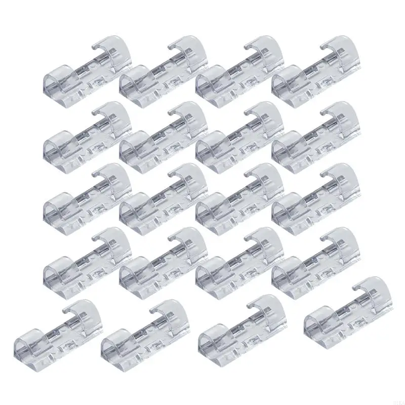 31KA 20 Pcs Clear Cable Clips Home Desktop Cable Management Cord Organizers Wall Clip