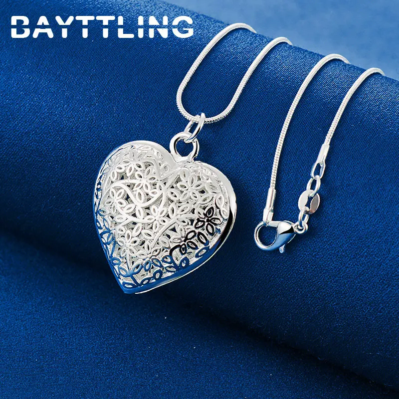 

925 Sterling Silver 16-30 Inches Exquisite Pattern Heart Necklace For Women Fashion Charm Wedding Gift Jewelry