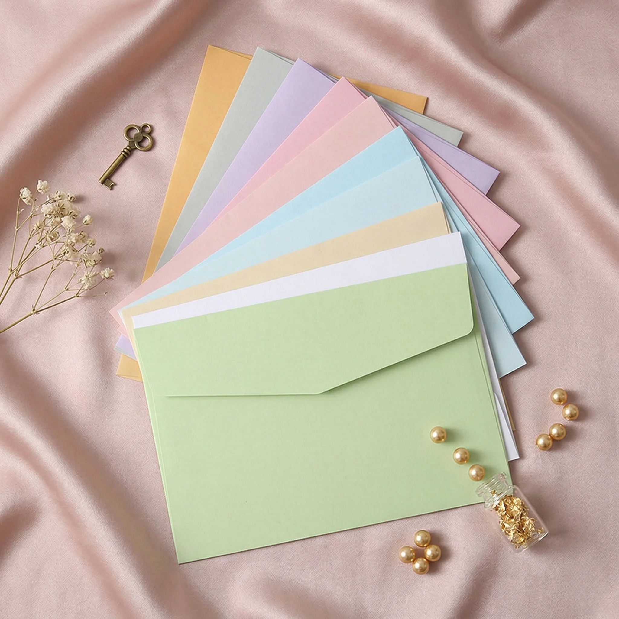 50pcs Macaron Color Blank Western Envelopes Colored Cardstock for Postcard Storage Wedding Birthday Baby Shower Graduation Cards
