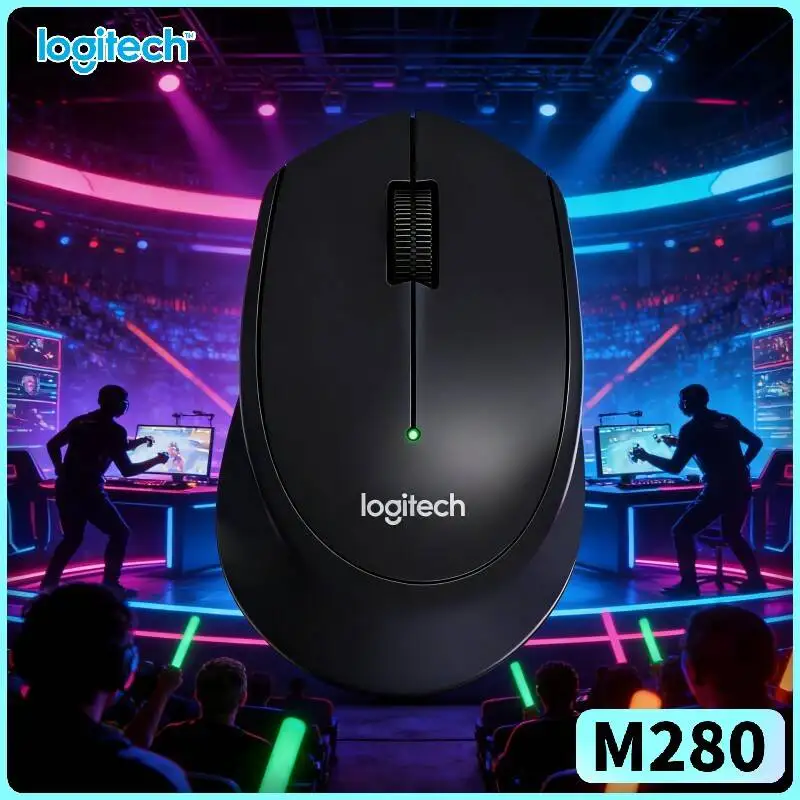 Logitech M280 Ergonomic Wireless Mouse Mute Click Assembly 10m Secure Connection 18-Month Battery Quick Install for Desktop PC