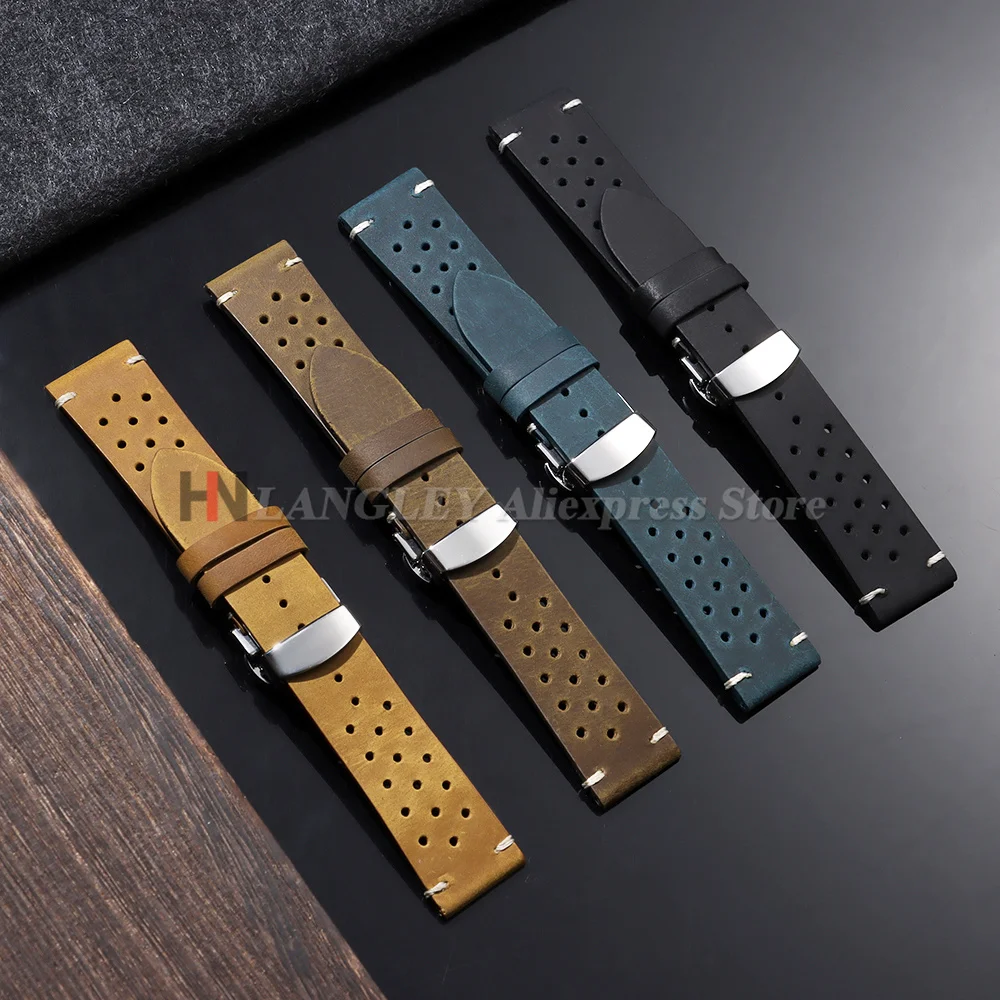 Vintage-Uhrenarmband, handgefertigt, mit Nähten, Rindslederarmband für Omega, für Seiko Smartwatch, atmungsaktives Armband, 18 mm, 20 mm, 21 mm, 22 mm, 24 mm – Detail 7