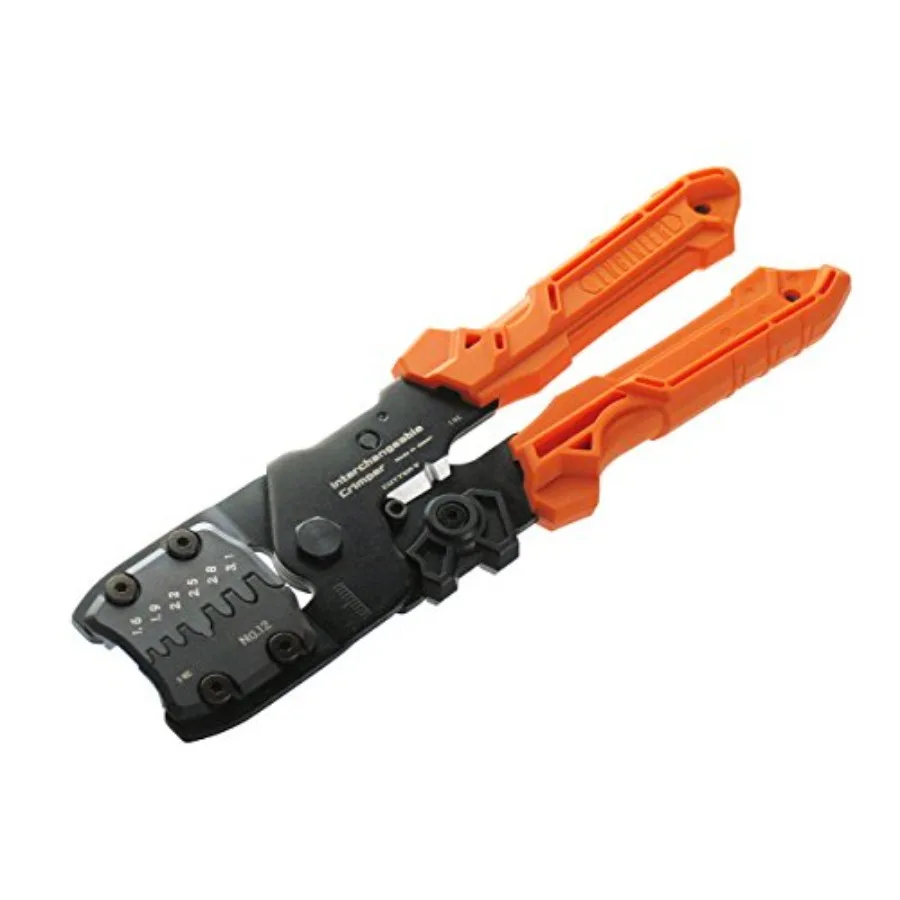 

Precision Crimping Tool Size M Made in Japan Handy Crimper with Interchangeable Die Set: PAD-12