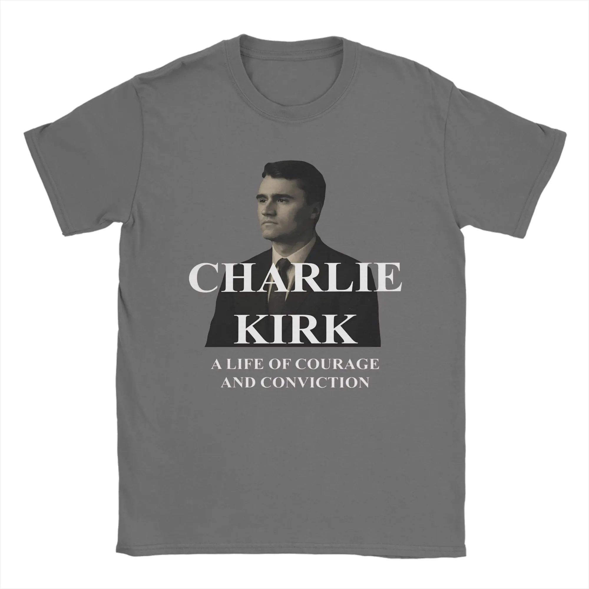 

Charlie Kirk Tribute 100% Cotton T-Shirt For Men Summer Funny T Shirts Crewneck Harajuku Tees Oversized Wholesale Clothing