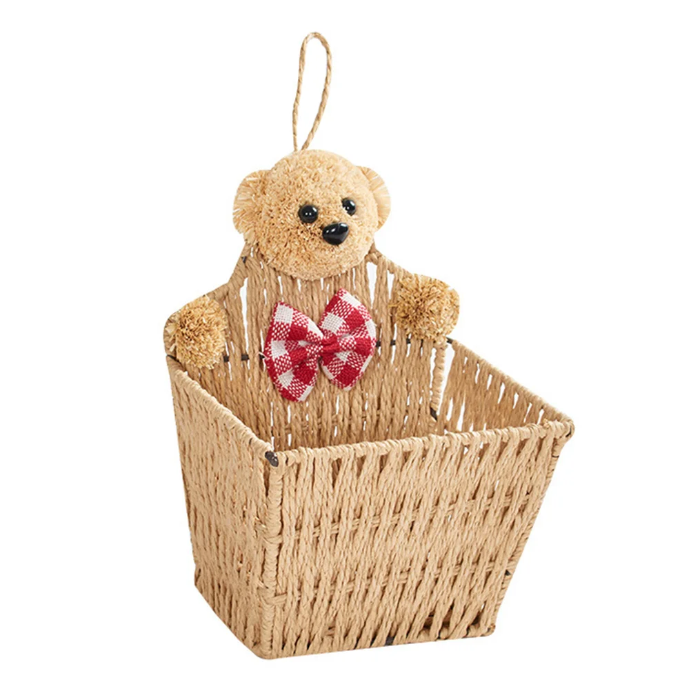 

Cartoon Bear Hanging Basket Weave Wall Storage ganizer Bins Bedroom Living Room Home Utility Tools Storage