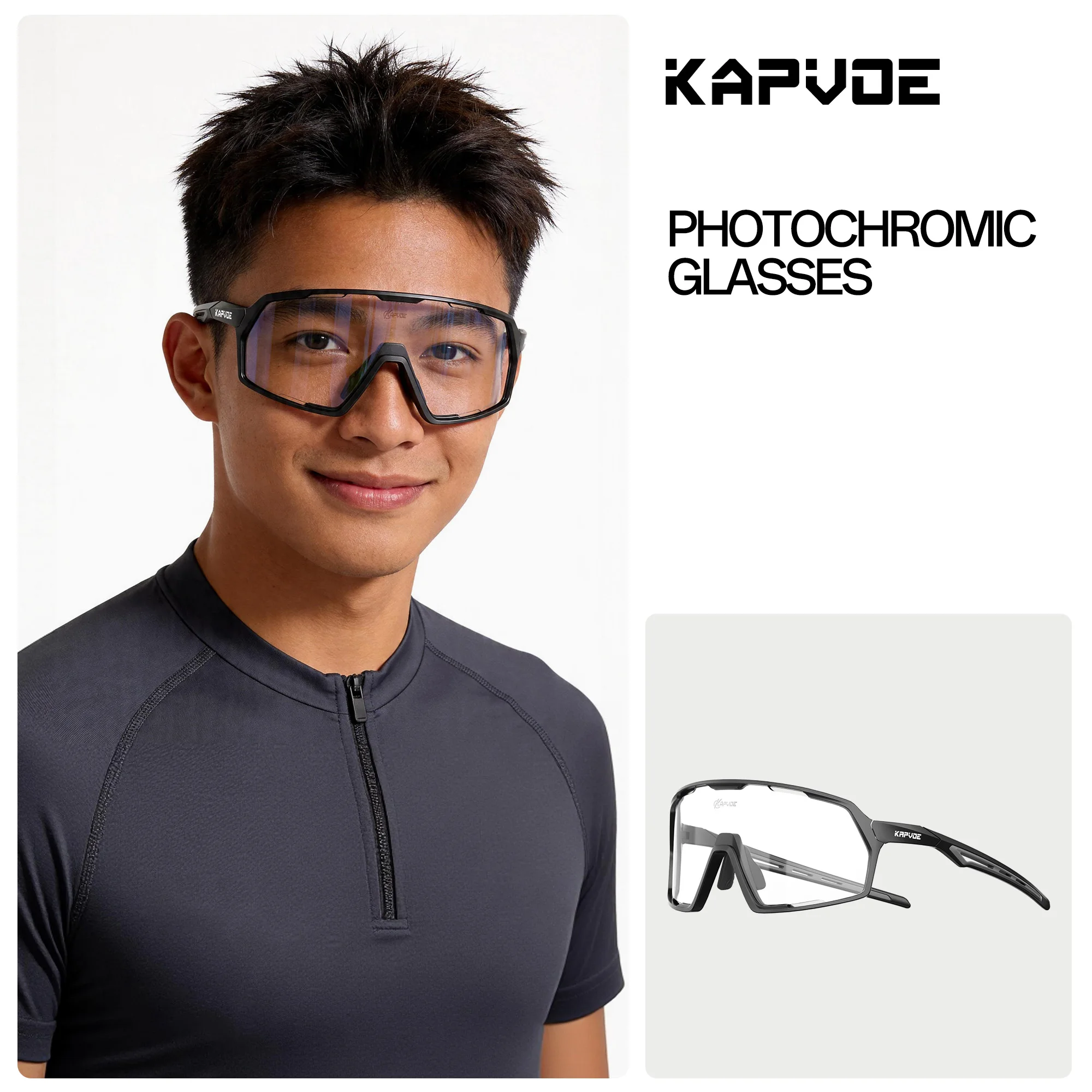 Kapvoe UV400 Photochromic Sunglasses on Sale Polarized Cycling Glasses Bike Mountain Bicycle Hiking Eyewear Golf Sports Glasses Men Women Baseball Glasses