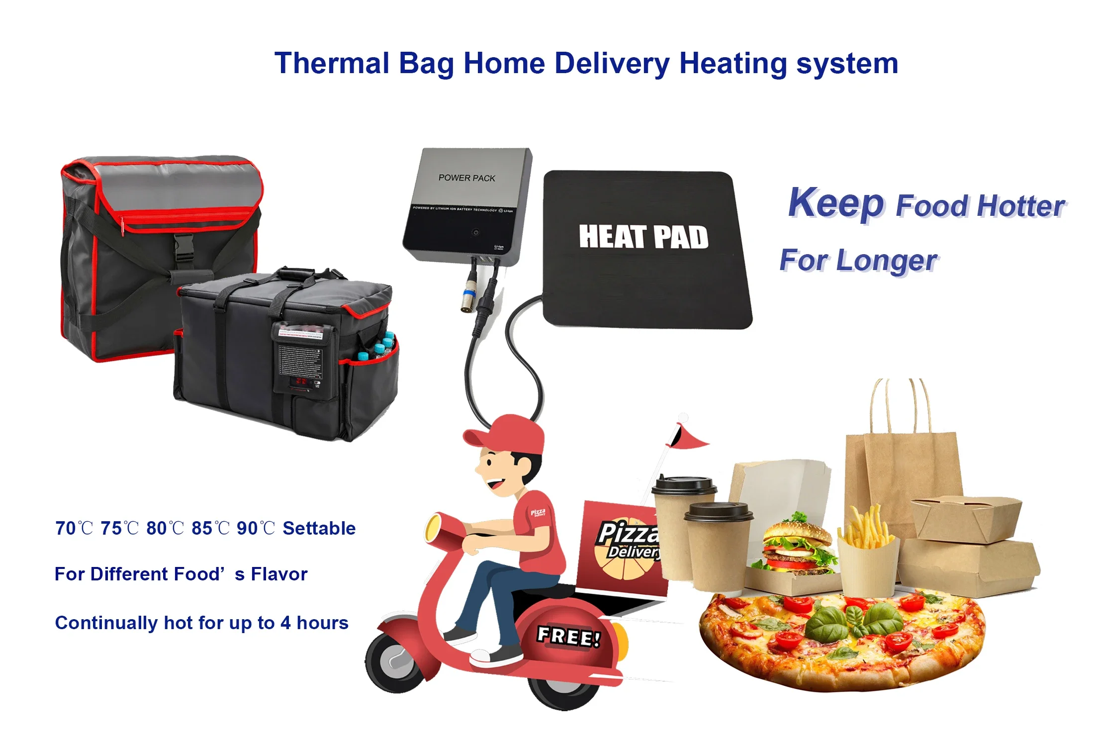 YYHC-Removable Electrical heating elements hand warmer bag insulated commercial warmer delivery bags