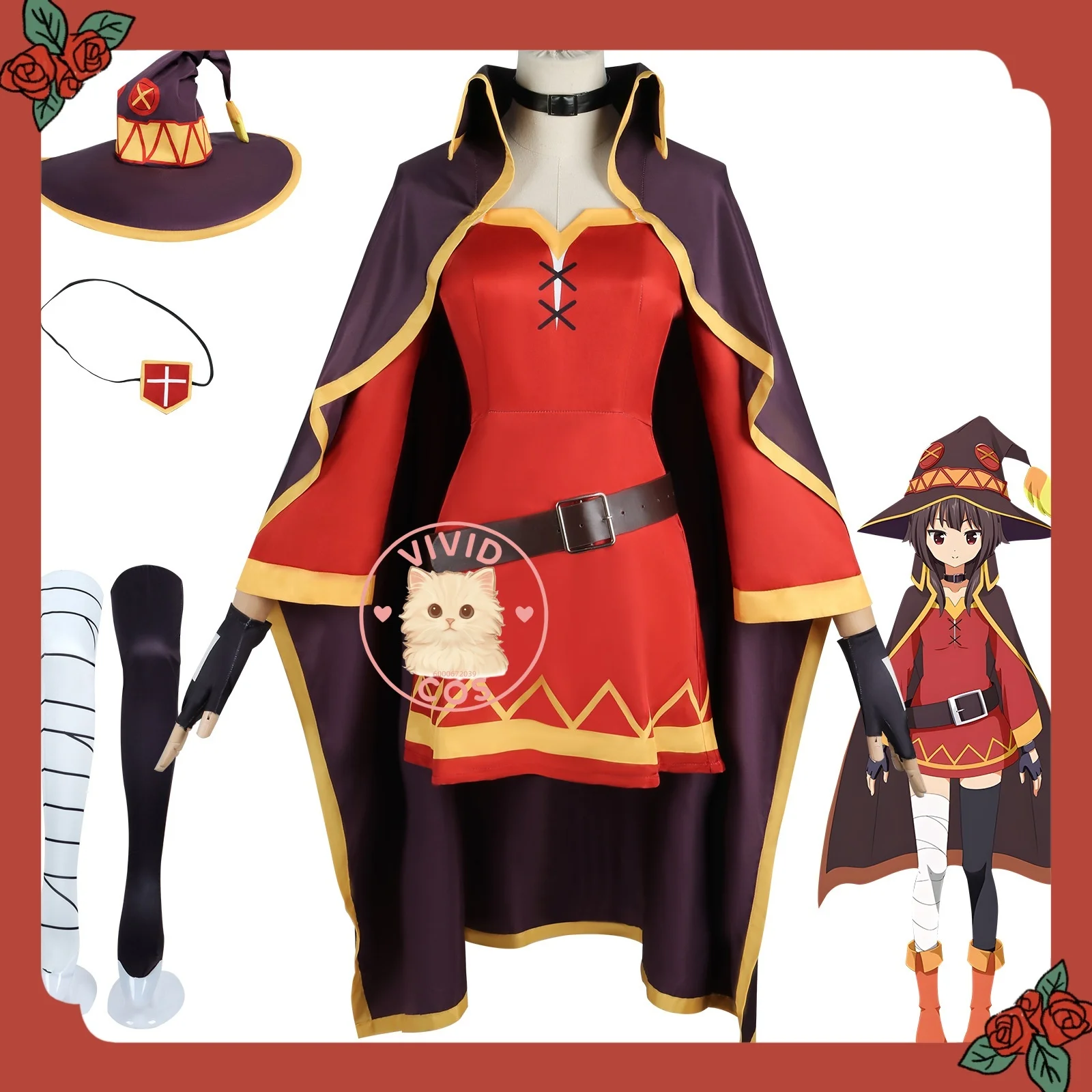 

KonoSuba: God’s Blessing on This Wonderful World Megumin Halloween Cosplay Costume Complete Set Wizard Robe Role-playing Anime