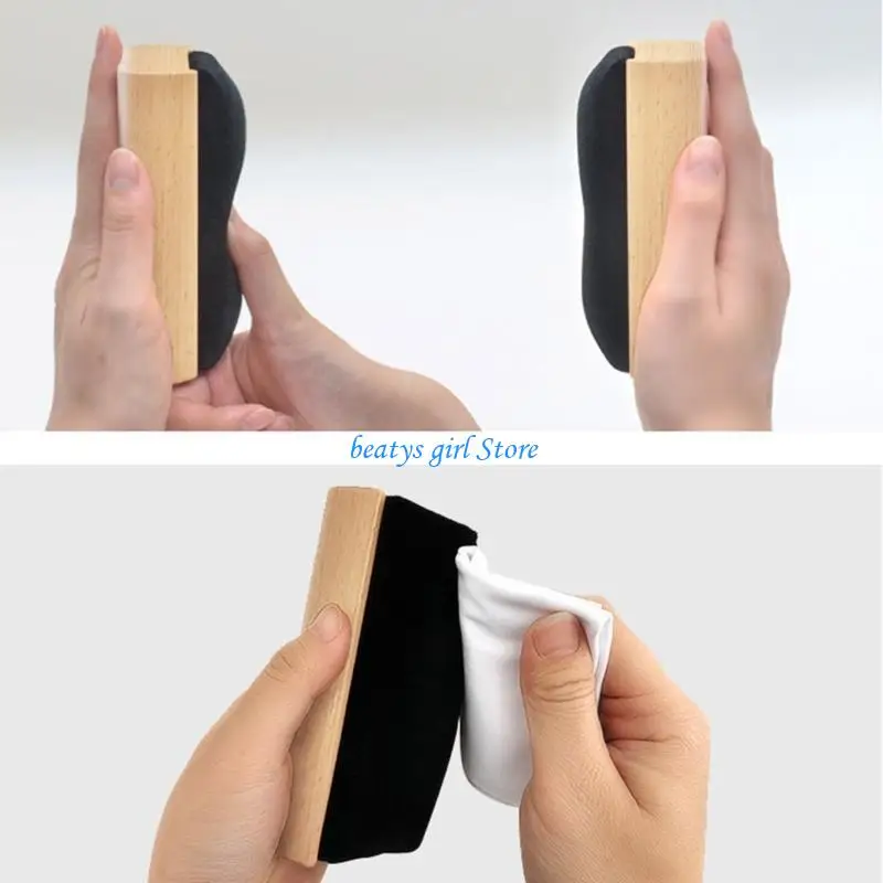 C7AB Wooden Brush Cleaner Anti-Static Brush for CD/for LP Vinyl Record Phonograph Turntable Player Accessories
