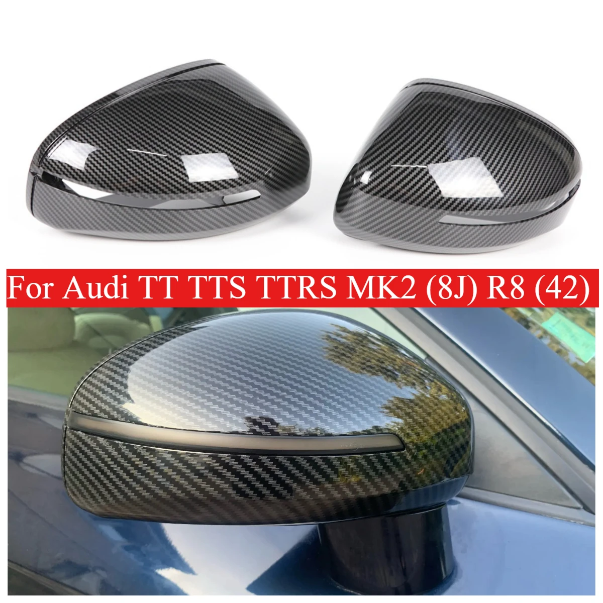 

Крышка зеркала для Audi TT TTS TTRS MK2 (8J) R8 (42) 2007-2014 гг., вид из углеродного волокна/глянцевый черный, внешняя крышка заднего вида, замена
