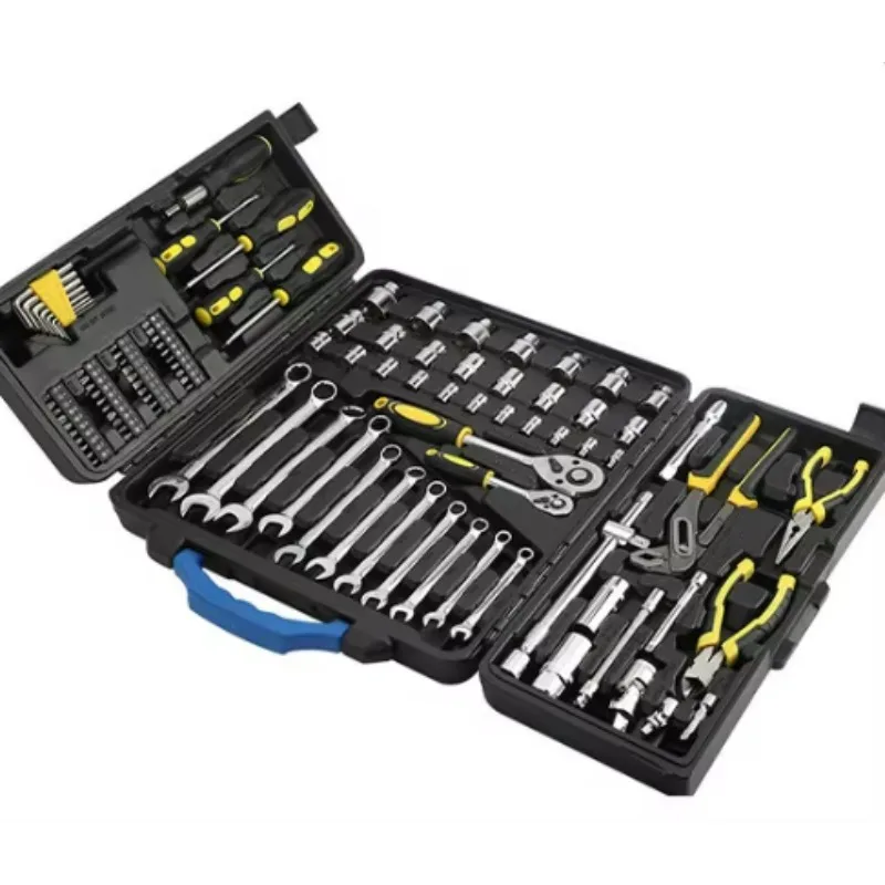 Professional 110-piece auto repair tool set, mechanical repair hand tool set, with plastic storage box