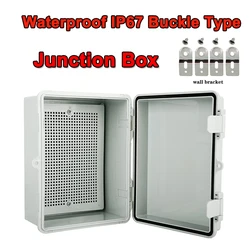 ABS Plastic Waterproof Junction Box Hinged Shell Universal Electrical Buckle Project Enclosure PC Transparent Cover 220x170x110