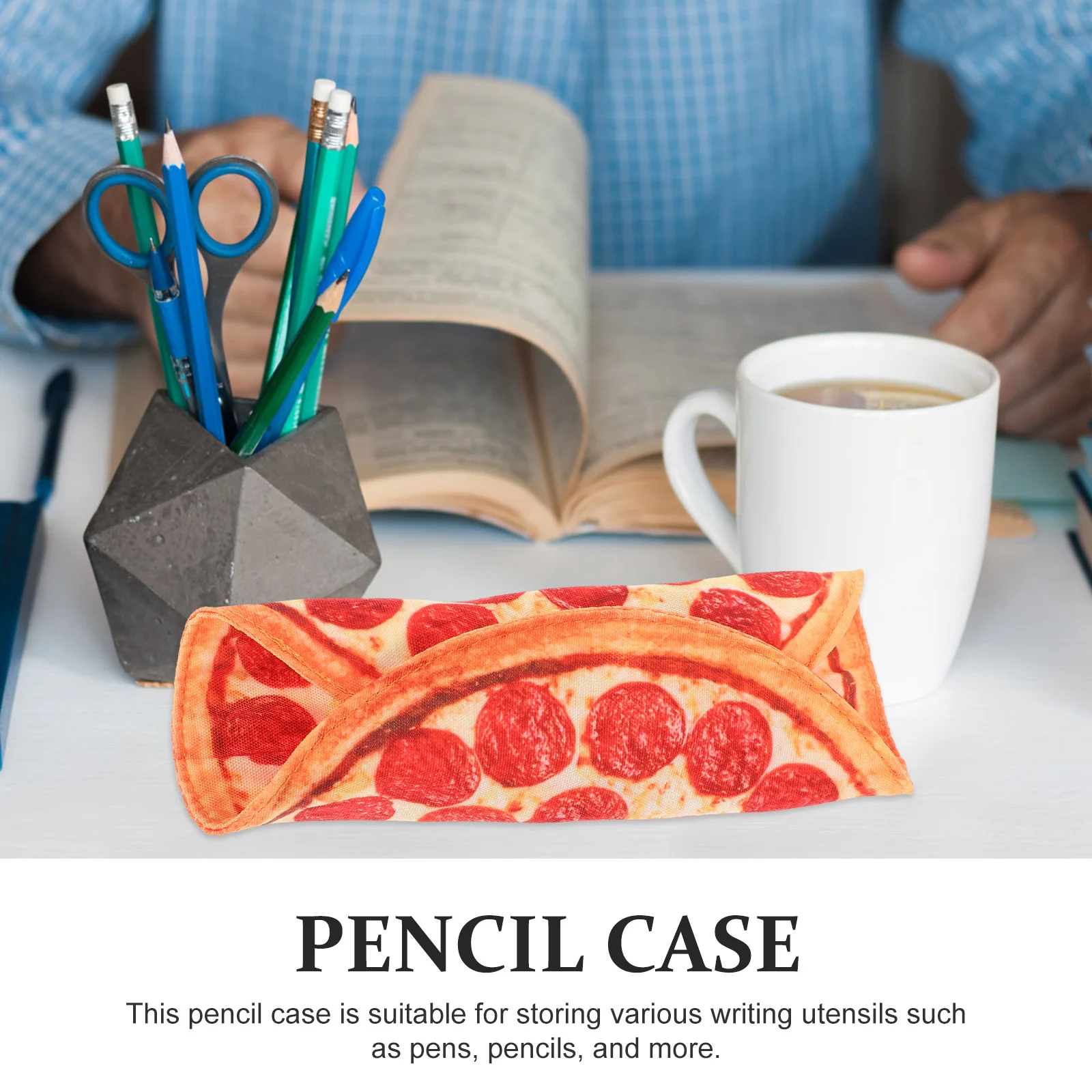 Imitation Pizza Pencil Case Canvas Pouch Packing Bag Erasable Whiteboards for Children