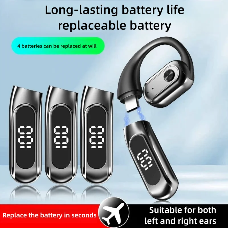 

Wireless Bluetooth Headphones Non-In-Ear Bone Conduction IPX7 Battery Changeable Ultra-Long Battery Life For Sports Business