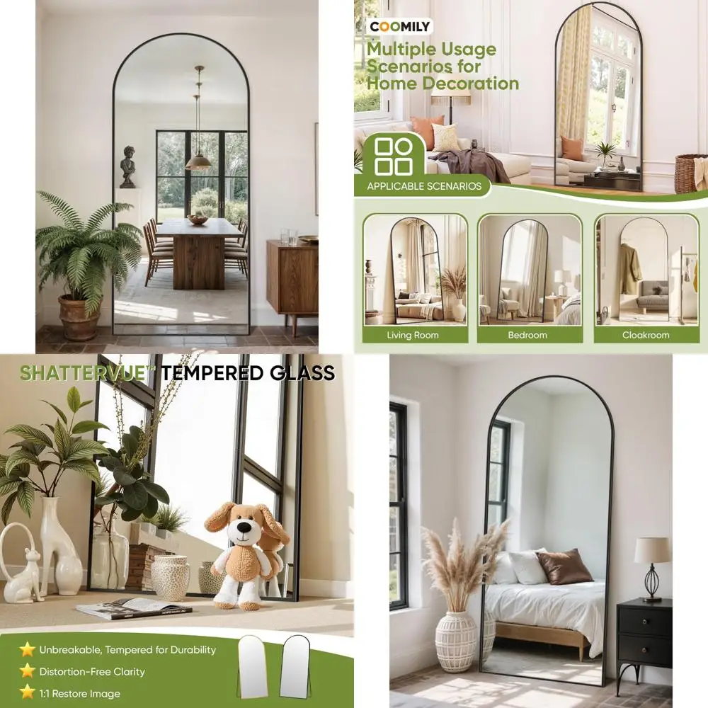 Arched Style Floor Mirror with Stand, 71 x 26 Full Body Standing Mirror for Home, Living Spaces, Fitness Rooms, and Dormitories