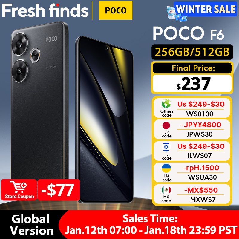  Global Version POCO F6 5G Smartphone Snapdragon®8s Gen 3 NFC 120Hz Flow AMOLED 90W Turbo Charging 5000mAh 50MP Camera NFC