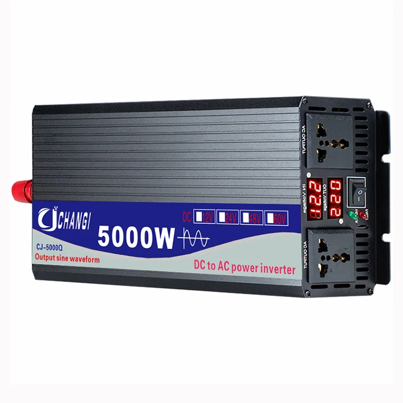 Inverter a onda sinusoidale pura 3000W 4000W 5000W Inverter solari per auto con Display a LED convertitore di tensione DC 12V 24V 48V a AC 220V