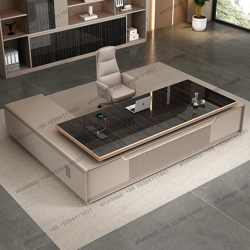 Modern Dual-Motor Sit-Stand Manager Workstation Large L Executive Writing Desk with Full Storage Pedestal for Corporate Office