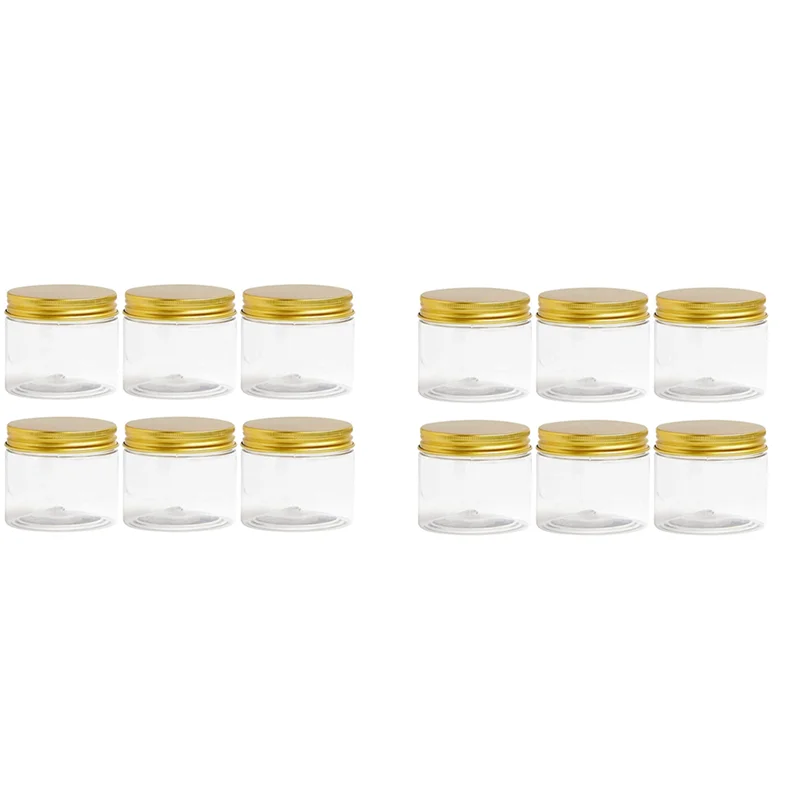 【MUST-HAVES】 Tarro de plástico de 12 piezas con tapa, tarro transparente con tapa, tarro de plástico Mason, contenedor de almacenamiento de cosméticos, almacenamiento de limo J