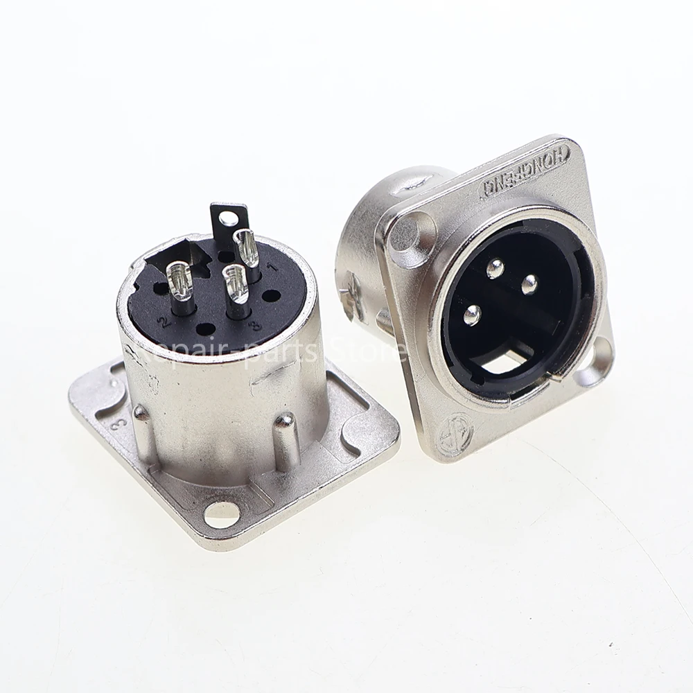 Männlicher und weiblicher Audio-Mikrofonanschluss HF XLR 3-Pin-Buchse Steckverbinder Schwarz Silber YS145BG YS146BG Kupferkontakt XLR Metallbuchse – Detail 2