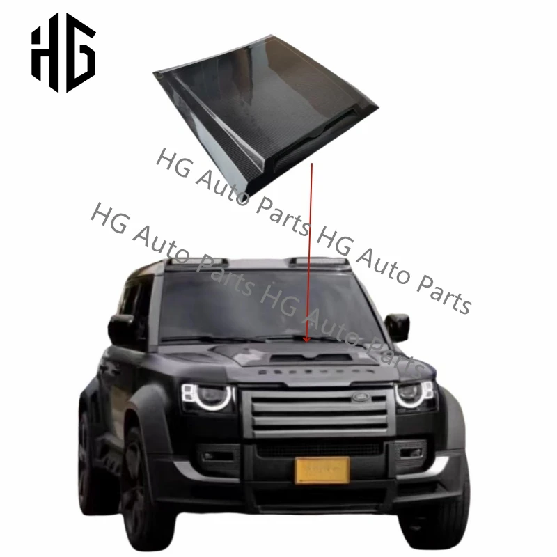 

High Quality Real Carbon Fiber Front Engine Hood Cover Exterior Car Bonnet Body Kit For LAND ROVER Defender 90 110 2020-2023