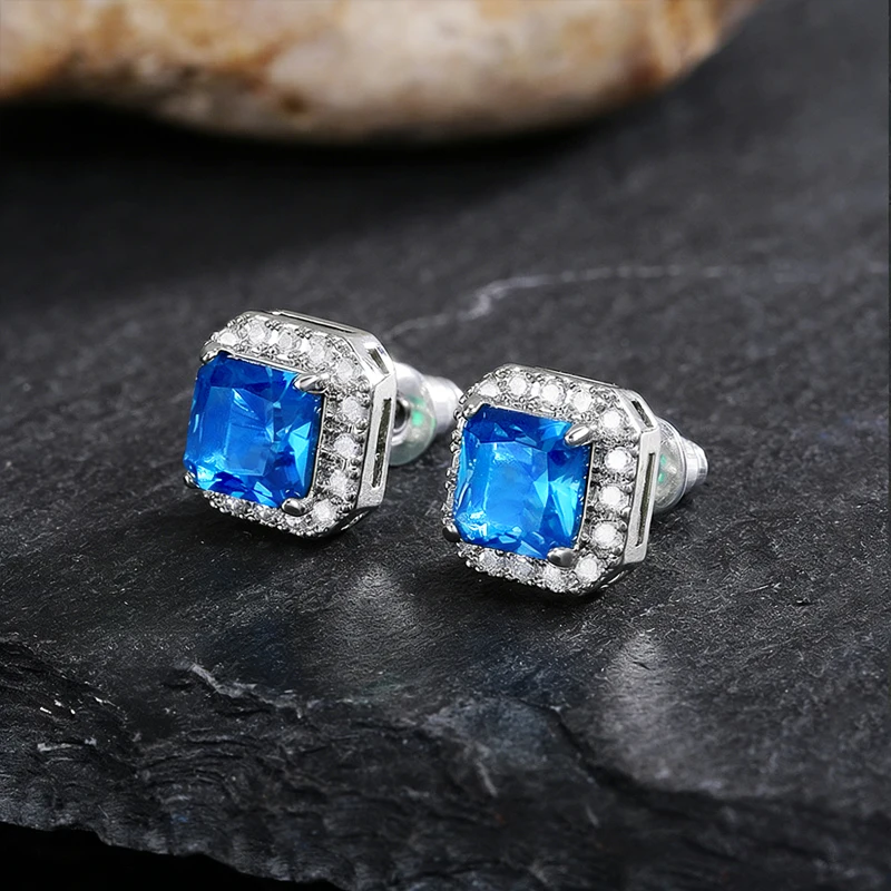 Huitan Ohrstecker mit rechteckigem/quadratischem grünem kubischem Zirkon für Damen, elegante Party-Accessoires, Jahrestagsgeschenk, zeitlose Damen-Ohrringe – Detail 36