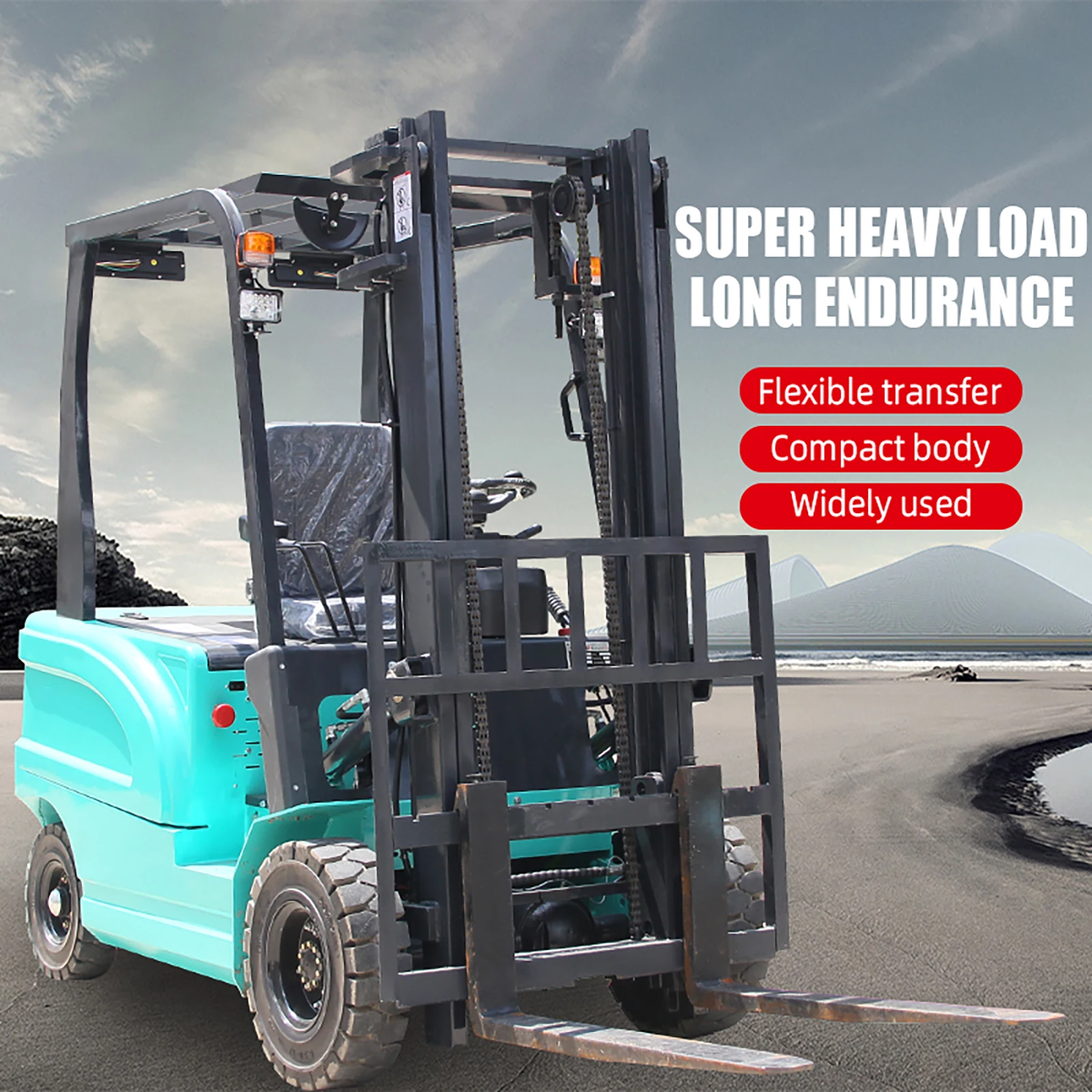 Pago completo, no un depósito, carretilla elevadora eléctrica de 2 toneladas, camión elevador de cambio lateral con manejo de batería de plomo-ácido