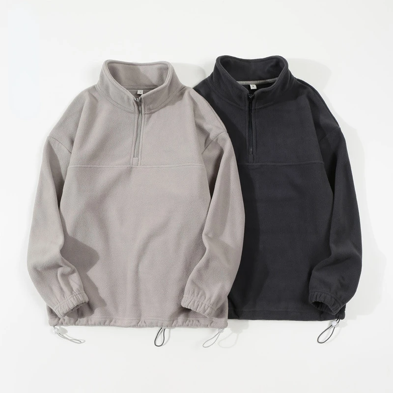 

Zip Up Hoodie Men's Women's Winter Sweatshirts New Half-zipper Stand-up Collar Sweater Jacket Loose Fleece Long-sleeved Tops