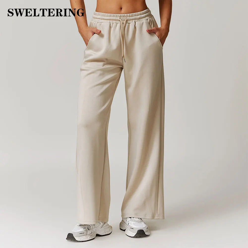 New High Waisted Hanging Style Sweatpants for Women's Yoga Pants Loose Straight Leg Casual Pants Thin Running Sports Sweatpants