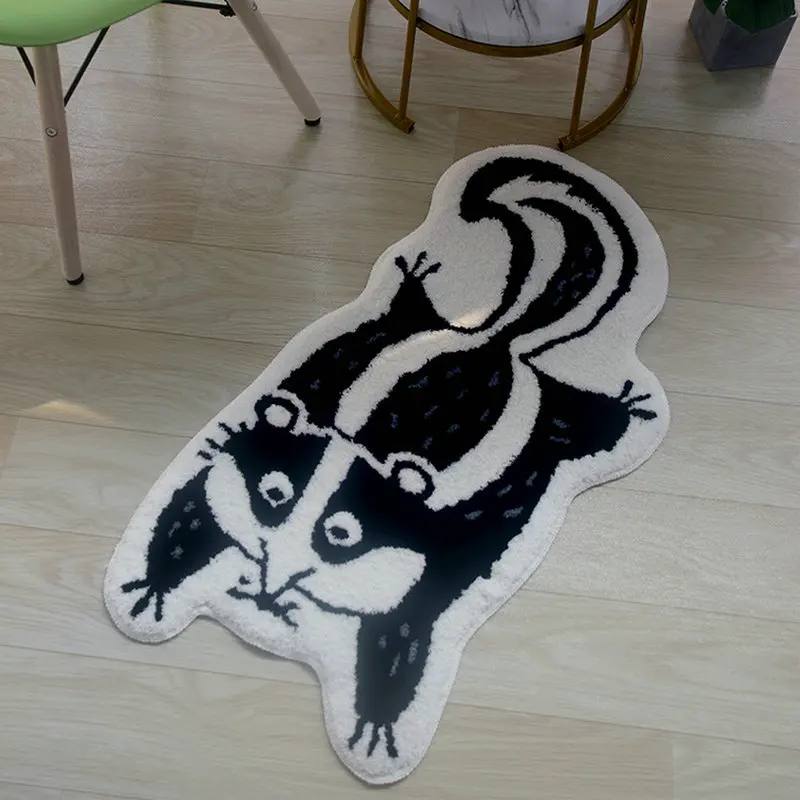 Black Fox Shape Tufted Rugs Doormat Soft Plush Carpet Kids Bedroom Decor Non-slip Bathroom In Wash Basin Bathtub Side Floor Mat