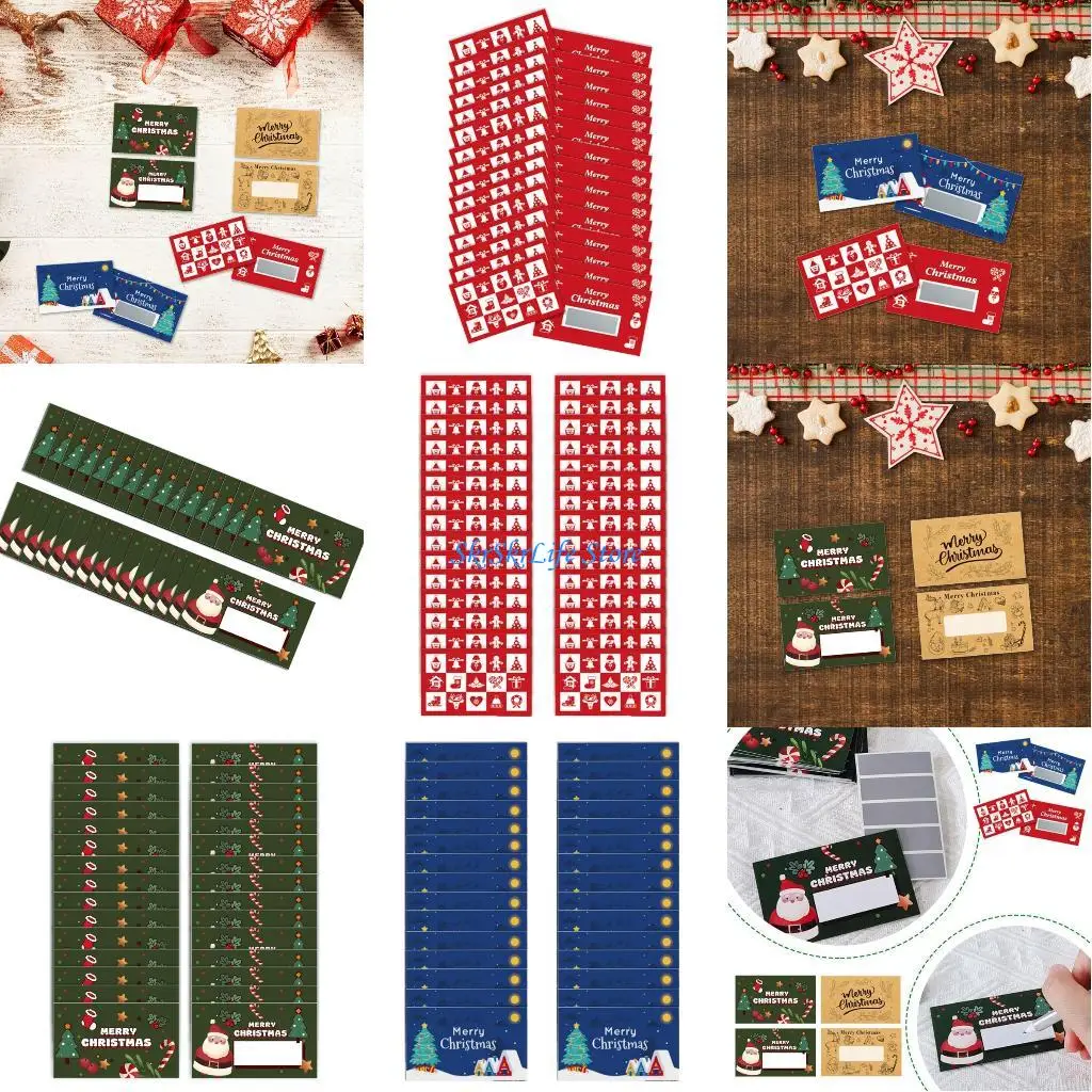

E65E 30Pcs Christmas Scratch Off Gift Vouchers Cards Scratch Off Gift Coupon Tickets