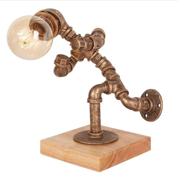 

Modern Steampunk Water Metal Pipes Desk Lamps - Loft Vintage Industrial Desktop Table Light Used for Bar Home