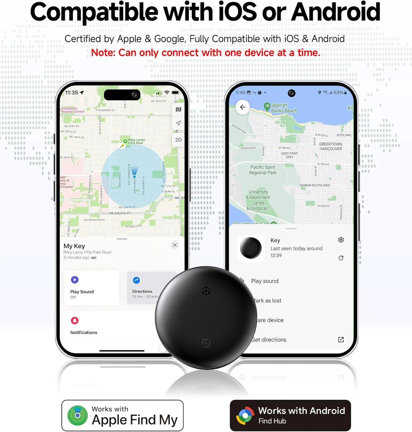 แท็กติดตามบลูทูธสำหรับ IOS หรือ Android, ตัวติดตามอัจฉริยะ/เครื่องค้นหากุญแจ/เครื่องค้นหาสิ่งของ ใช้งานร่วมกับแอป IOS และ Google Find My