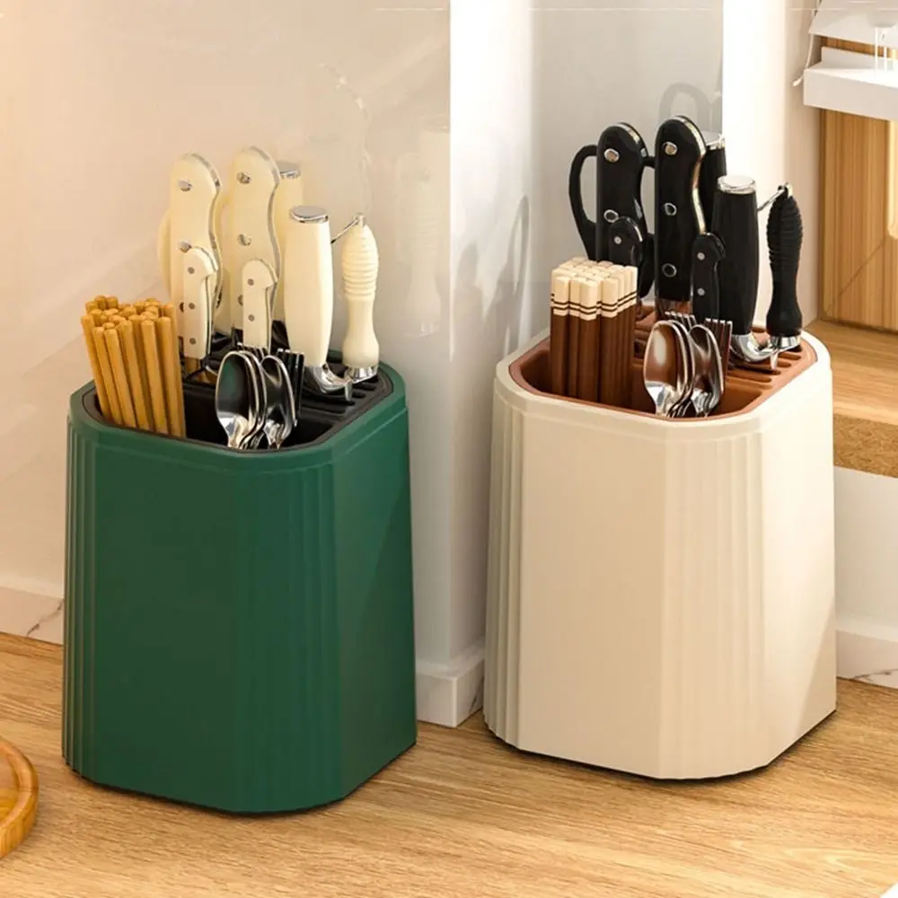 

Plastic Rotating Cutter Holder Removable Reliable Cutter Storage Rack with Drip Tray Large Capacity Kitchenware Storage Box